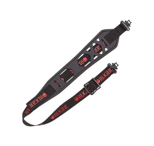 Picture of Ruger Boulder Sling 28"-35" Adjustable Length Black Rubber With Red Ruger Logo, 1" Polyester Webbing & 500 Lb Tested Swivels For Rifle 