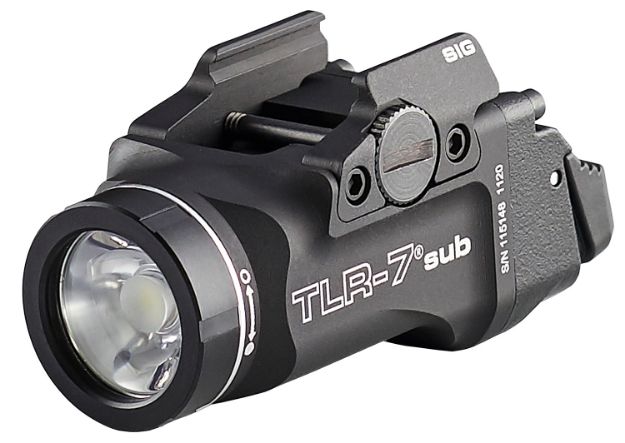 Picture of Streamlight Tlr-7 Weapon Light Sig P365, Xl 500 Lumens Output White Led Light 141 Meters Beam Rail Grip Clamp Mount Black Anodized Aluminum 