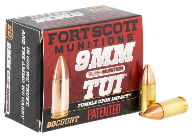 Picture of Fort Scott Munitions Tumble Upon Impact (Tui) Self Defense 9Mm Luger Subsonic 125 Gr Solid Copper Spun (Scs) 20 Per Box/ 25 Cs 