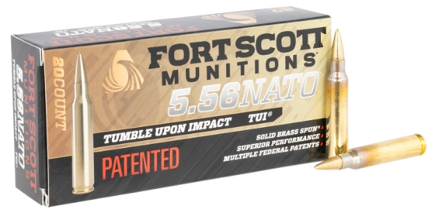 Picture of Fort Scott Munitions Tumble Upon Impact (Tui) Rifle 5.56X45mm Nato 62 Gr Solid Brass Spun (Sbs) 20 Per Box/ 25 Cs 