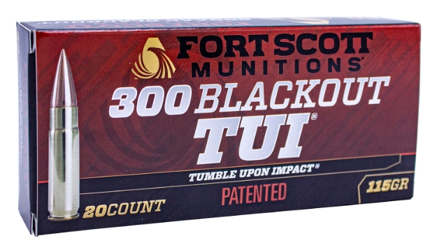 Picture of Fort Scott Munitions Tumble Upon Impact (Tui) Rifle 300 Blackout 115 Gr 2219 Fps Solid Copper Spun (Scs) 20 Bx/25 Cs 