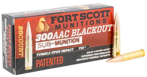 Picture of Fort Scott Munitions Tumble Upon Impact (Tui) Rifle 300 Blackout 190 Gr Solid Copper Spun (Scs) 20 Per Box/ 25 Cs 