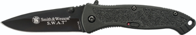 Picture of Smith & Wesson Knives S.W.A.T. 3.20" Folding Plain Black 4034 Ss Blade Black Aluminum Handle Includes Pocket Clip 