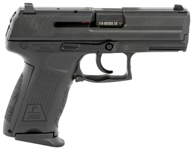 Picture of Hk P2000 V2 Lem 9Mm Luger Caliber With 3.66" Barrel, 10+1 Capacity, Overall Black Finish, Picatinny Rail Frame, Serrated Steel Slide & Interchangeable Backstrap Grip Includes 2 Mags 