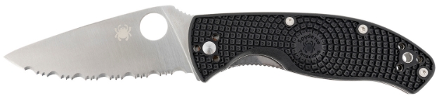 Picture of Spyderco Tenacious Lightweight 3.39" Folding Drop Point Serrated 8Cr13mov Ss Blade Black Bi-Directional Texturing Frn Handle Includes Pocket Clip 