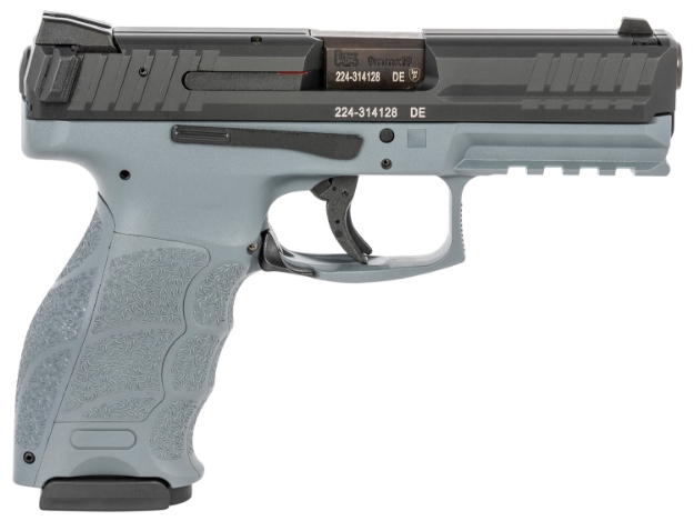 Picture of Hk Vp 9Mm Luger Caliber With 4.09" Barrel, 17+1 Capacity, Gray Finish Picatinny Rail Frame, Serrated Black Steel Slide & Finger Grooved Interchangeable Grip Includes 2 Mags 