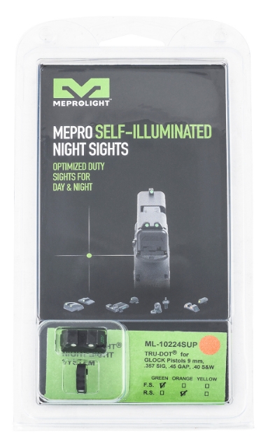 Picture of Meprolight Usa Tru-Dot Black | Green Tritium Suppressor Height Front Sight Orange Tritium Suppressor Height Rear Sight Set 