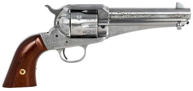 Picture of Taylors & Company 1875 Army Outlaw 45 Colt (Lc) Caliber With 5.50" Barrel, 6Rd Capacity Cylinder, Overall White Engraved Finish Steel & Walnut Grip 