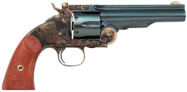 Picture of Taylors & Company Schofield Top Break 44-40 Win Caliber With 7" Charcoal Blued Finish Barrel, 6Rd Capacity Charcoal Blued Finish Cylinder, Color Case Hardened Finish Steel Frame & Walnut Grip 