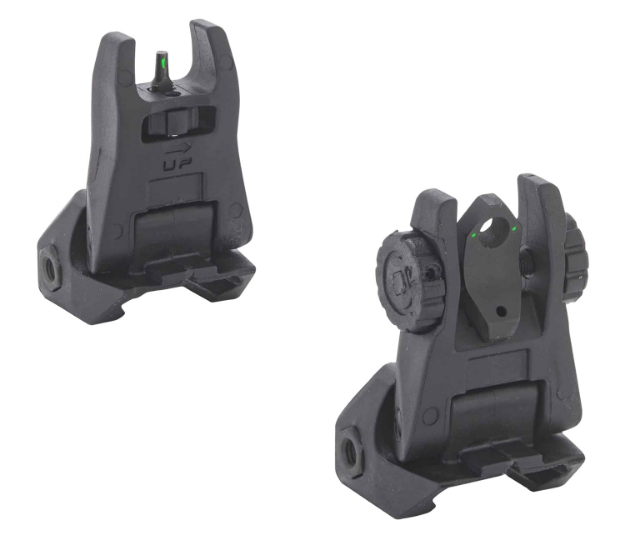 Picture of Meprolight Usa Fubs Self Illuminated Flip Backup Sights Black Green Tritium Front & Rear For Ar-15 