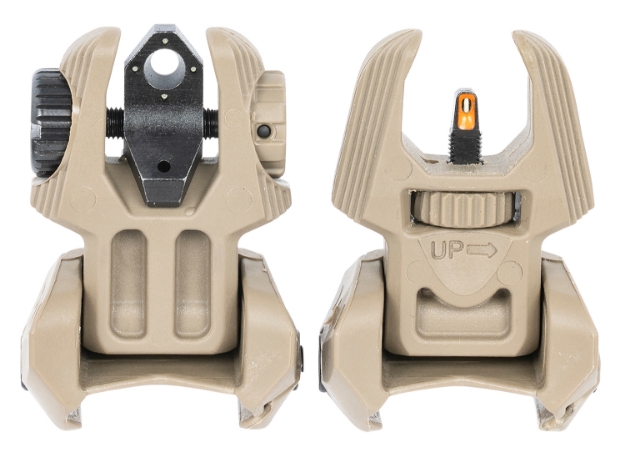 Picture of Meprolight Usa Fubs Self Illuminated Flip Backup Sights Desert Tan-Orange Front Sight /Green Rear Sight For Ar-15 