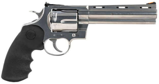 Picture of Colt Mfg Anaconda-Sp6rts Anaconda 44 Mag Caliber With 6" Vent Rib Barrel, 6Rd Capacity Cylinder, Overall Semi-Bright Finish Stainless Steel & Finger Grooved Black Hogue Rubber Grip 