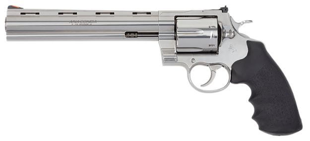 Picture of Colt Mfg Anaconda-Sp8rts Anaconda 44 Mag Caliber With 8" Vent Rib Barrel, 6Rd Capacity Cylinder, Overall Semi-Bright Finish Stainless Steel & Finger Grooved Black Hogue Rubber Grip 