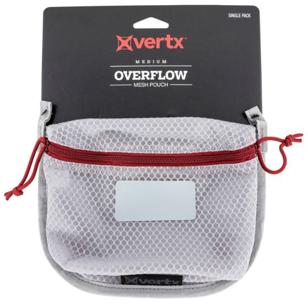 Picture of Vertx Overflow Pouch Medium Size Made Of White Nylon With Mesh & Red Accents, Ykk Zipper & Durable Hook Back Panel 5" W X 7.25" H Dimensions 