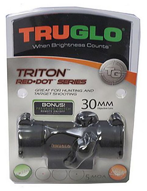 Picture of Truglo Tg-Tg8230b Triton Black Anodized 1X 30Mm 5 Moa Illuminated Tri-Color Dot Reticle Clamshell Packaging 