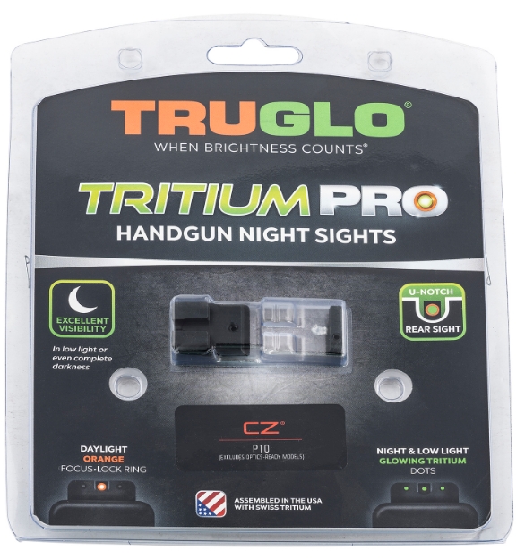 Picture of Truglo Tritium Pro Black | Green Tritium Orange Outline Front Sight Green Tritium Rear Sight 