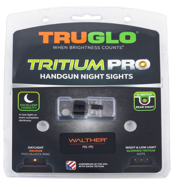 Picture of Truglo Tritium Pro Black | Green Tritium Orange Outline Front Sight Green Tritium Rear Sight 