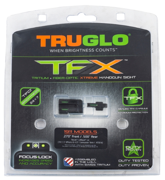 Picture of Truglo Tfx Black | Green Tritium & Fiber Optic White Outline Front Sight Green Tritium & Fiber Optic Rear Sight 