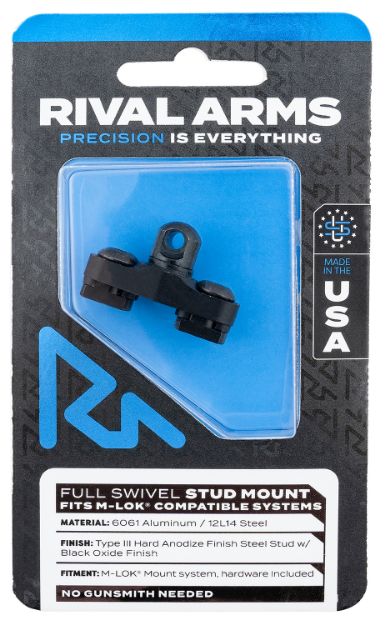 Picture of Rival Arms Ra-Ra92m1b Full Swivel Stud Mount Black 6061-T6 Aluminum With Black Anodized 12L14 Steel Stud For M-Lok Mount System 