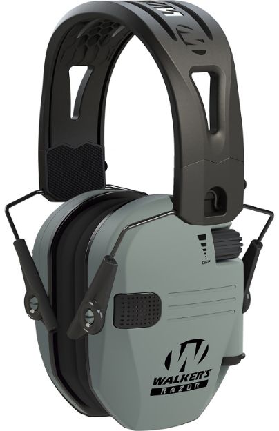 Picture of Walker's Razor Slim Electronic Muff Polymer 23 Db Over The Head Battleship Gray/Black Adult 