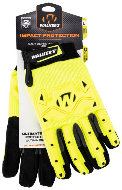 Picture of Walker's Impact Protection Gloves Yellow/Black Synthetic/Synthetic Leather Small 