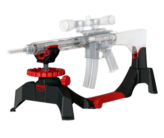 Picture of Birchwood Casey Foxtrot Shooting Rest Made Of Black Non-Marring Material With Red Accents, Adjustable Elevation & Removeable Center Section For Pistols & Rifles 
