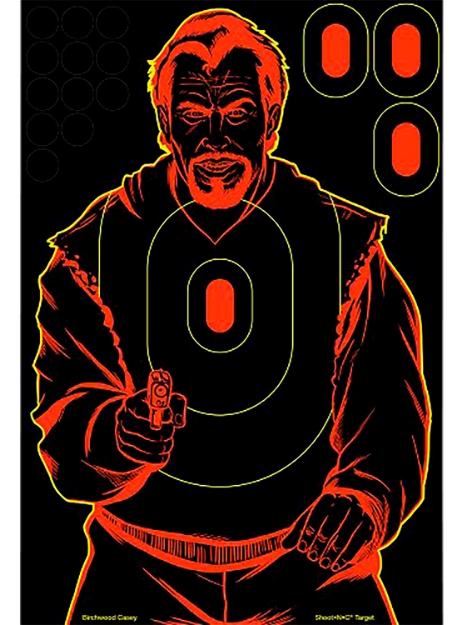 Picture of Birchwood Casey Shoot-N-C Bad Guy Bad Guy Silhouette Adhesive Paper Target 12" X 18" 12 Per Pkg 