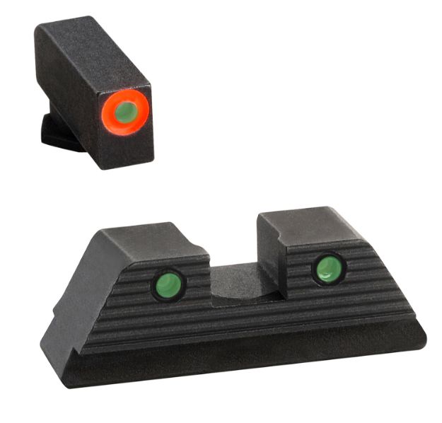 Picture of Ameriglo Trooper Sight Set For Glock Black | Green Tritium With Orange Outline Front Sight Green Tritium With Black Outline Rear Sight 