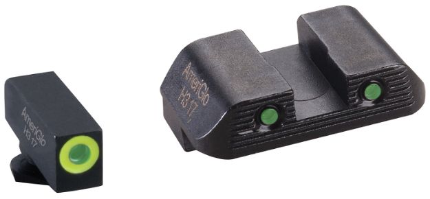 Picture of Ameriglo Trooper Sight Set For Glock Black | Green Tritium With Lumigreen Outline Front Sight Green Tritium With Black Outline Rear Sight 