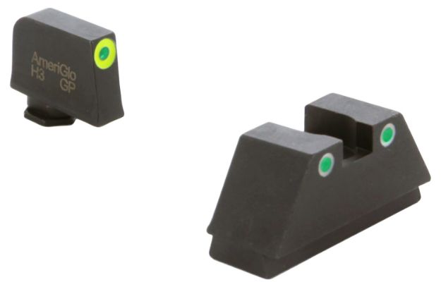 Picture of Ameriglo Optic Compatible Sight Set For Glock Black | Xl Tall Green Tritium With Lumigreen Outline Front Sight Xl Tall Green Tritium With White Outline Rear Sight 