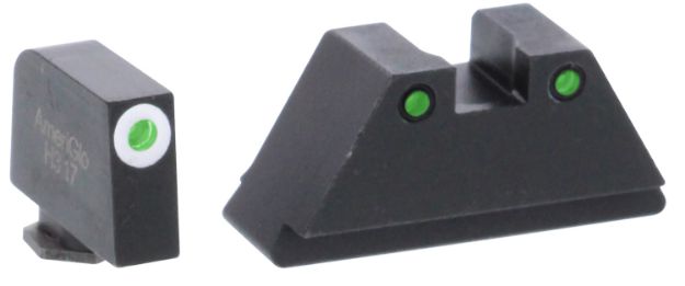 Picture of Ameriglo Optic Compatible Sight Set For Glock Black | Xl Tall Green Tritium With White Outline Front Sight Xl Tall Green Tritium With Black Outline Rear Sight 