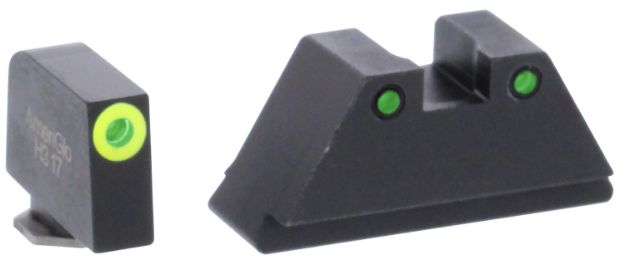 Picture of Ameriglo Optic Compatible Sight Set For Glock Black | Xl Tall Green Tritium With Lumigreen Outline Front Sight Xl Tall Green Tritium With Black Outline Rear Sight 