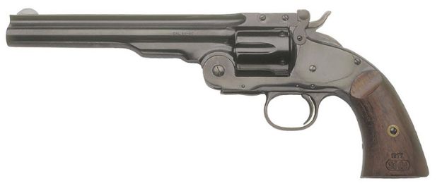 Picture of Cimarron No. 3 Schofield 45 Colt (Lc) 6Rd 7" Matte Black Steel Barrel, Cylinder & Frame, Wide Front Sight, Walnut Grip 