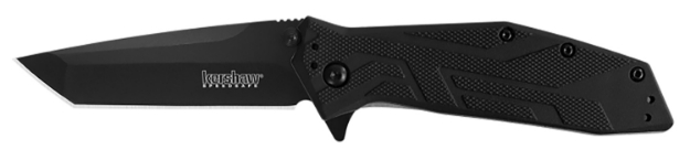 Picture of Kershaw Brawler 3" Folding Tanto Plain Black Oxide 8Cr13mov Ss Blade Black Glass-Filled Nylon Handle Includes Pocket Clip 