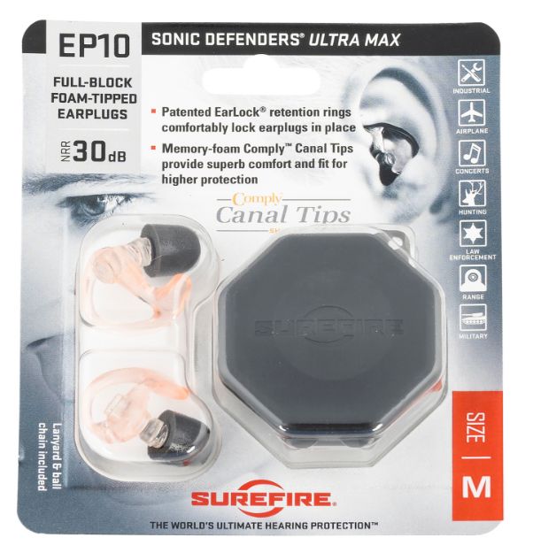 Picture of Surefire Ep10 Sonic Defenders Ultra Max Polymer 30 Db Full Block Clear Medium Adult 1 Pair 