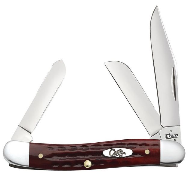 Picture of Case Stockman Medium 2.57"/1.88"/1.71" Folding Clip/Sheepsfoot/Spey Plain Mirror Polished Tru-Sharp Ss Blade/Corn Cob Jigged Old Red Bone Handle 