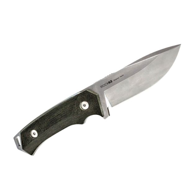 Picture of Woox Bu.Knf001.08 Rock 62 4.25" Fixed Plain Black Mil-Spec Sleipner Steel Blade 4.75" Black Checkered Micarta Handle 