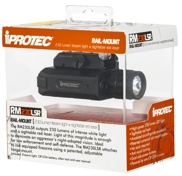 Picture of Iprotec Rm230lsr 5Mw Red Laser With 650 Nm Wavelength, 46 Lumens Low-230 Lumens High White Led Light Black Finish For Rail-Equipped Long Guns, Pistols (Except Subcompacts) 