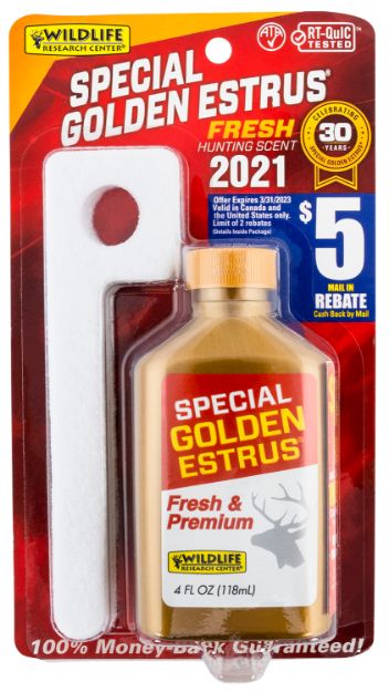 Picture of Wildlife Research Special Golden Estrus Buck Lure Deer Attractant Doe In Estrus Scent 4 Oz Bottle 