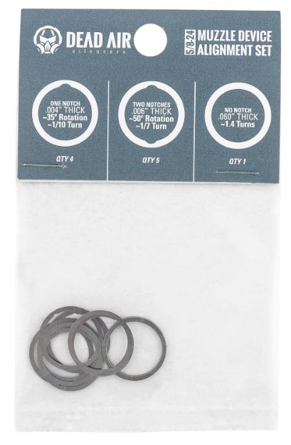 Picture of Dead Air Shim Kit 5/8"-24 Tpi 3 Different Shim Thicknesses Included (.004", .006", .060") 