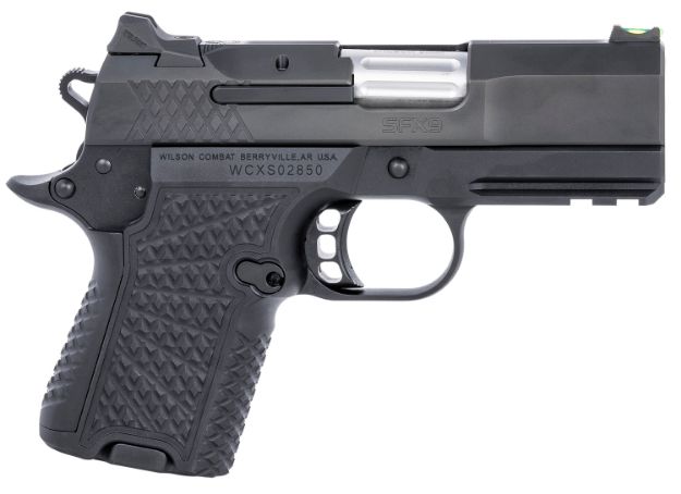 Picture of Wilson Combat Sfx9 Sub-Compact 9Mm Luger 10+1 15+1 3.25" Stainless Steel Barrel Black Dlc Serrated Slide Black Aluminum Frame W/Beavertail & Picatinny Rail Black G10 Grips Right Hand 