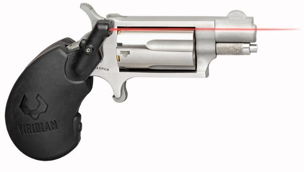 Picture of North American Arms Mini-Revolver 22 Wmr 5 Shot 1.13" Barrel, Overall Stainless Steel Finish, Black Polymer Grip Includes Viridian Laser 