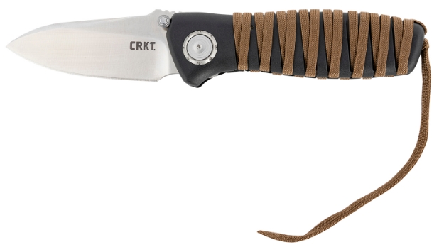 Picture of Crkt Parascale 3.19" Folding Drop Point Plain Satin D2 Steel Blade/ Black/Brown Paracord Wrapped Grn Handle Includes Lanyard 