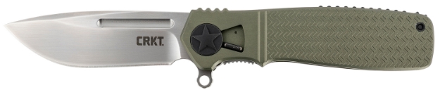 Picture of Crkt Homefront 3.50" Folding Modified Drop Point Plain Brushed Aus-8A Ss Blade/Od Green Aluminum Handle Includes Pocket Clip 