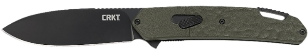 Picture of Crkt Bona Fide 3.52" Folding Modified Drop Point Plain Black Pvd 4116 Stainless Steel Blade/Od Green Aluminum Handle Includes Pocket Clip 