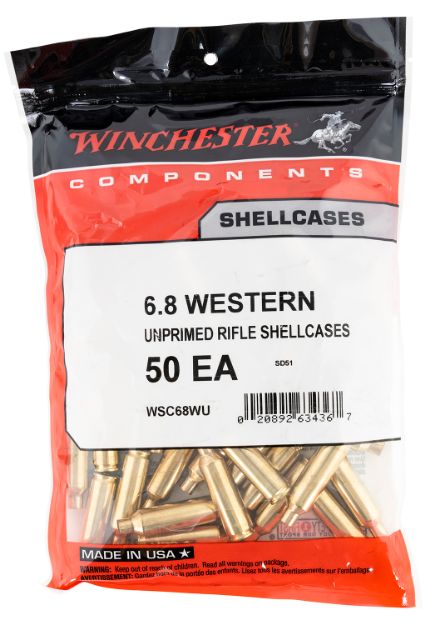 Picture of Winchester Ammo Unprimed Cases 6.8 Western Rifle Brass 50 Per Bag 