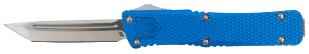 Picture of Cobratec Knives Mini Mamba 2.25" Otf Tanto Plain D2 Steel Blade/Blue Aluminum Handle Includes Pocket Clip 