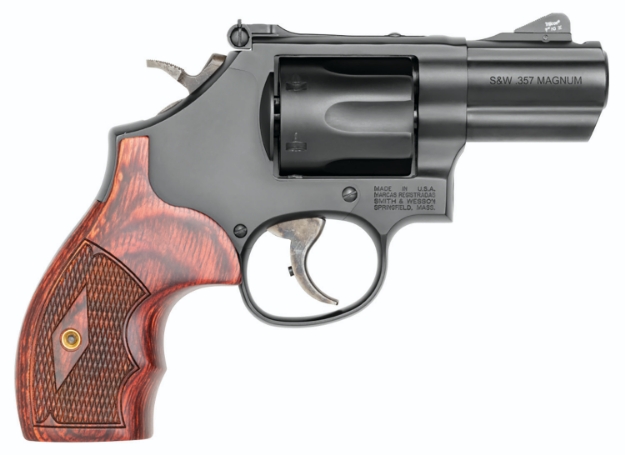 Picture of Smith & Wesson Model 19 Performance Center Carry Comp 357 Mag Or 38 S&W Spl +P Blued Carbon Steel 2.50" Powerport Barrel, 6Rd Cylinder & K-Frame, Tritium Front Night Sight, Custom Wood Grip 