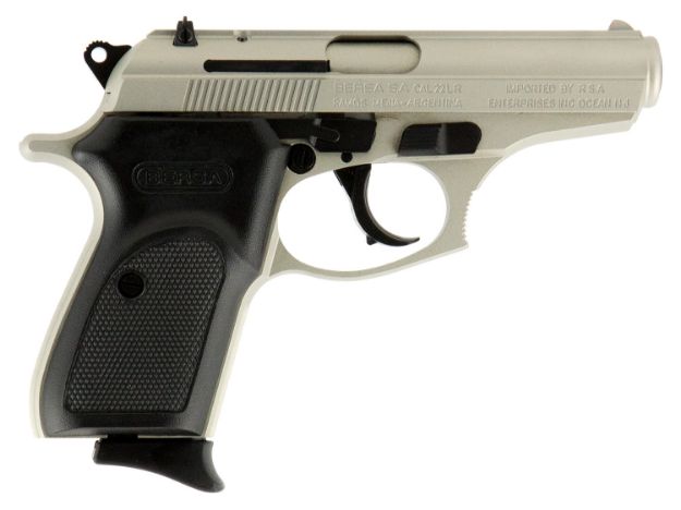 Picture of Bersa Thunder 22 Lr 10+1 3.50" Barrel, Satin Nickel Serrated Steel Slide, Aluminum Frame W/Beavertail, Textured Black Polymer Grip, Manual Safety 