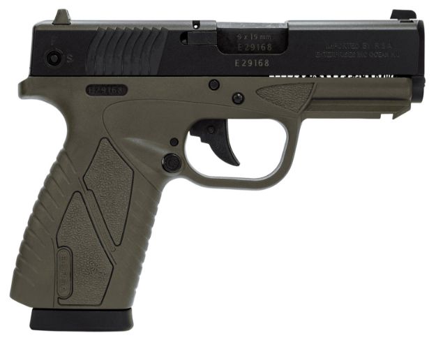 Picture of Bersa Bpcc Concealed Carry 9Mm Luger 8+1 3.30" Barrel, Od Green Polymer Frame W/ Picatinny Acc. Rail, Serrated Matte Black Steel Slide, Polymer Grip, Manual Safety 